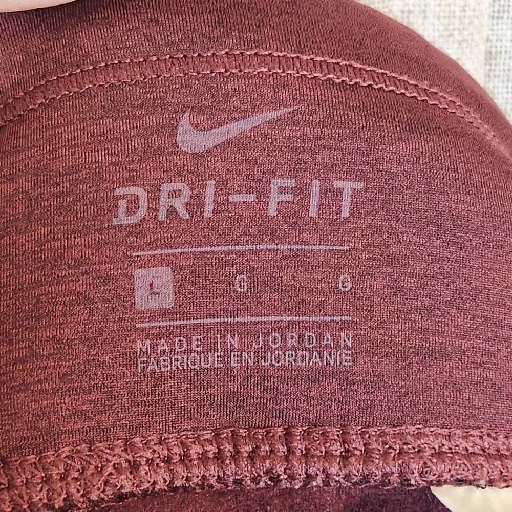Nike Dri-FIT Running Leggings Women's L Burgundy Colorblock Ankle Zipper Pocket‎
